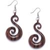 81stgeneration Orecchini a Spirale in Legno Fatti a Mano con Ganci in Argento Sterling 925 | Orecchini Pendenti in Legno con Vortice Tribale | Orecchini Marroni per Donna | Semplici Orecchini Boho