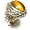 Silberschmuck - BG Anello da uomo in argento, misura 64, vera pietra occhio di tigre, in argento sterling massiccio, taglia: 64-20,4, gioielli anelli da uomo