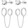 JOPLY Set di orecchini a cerchio in argento Sterling per donne e ragazze, ipoallergenici, doppio piercing a cerchio e orecchini a perno per cartilagine con zirconia cubica, Argento sterling