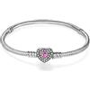LNQOBU Bracciale in Argento con maglia Snake e chiusura a cuore Compatibile con Pandora Europei Charms da Donna