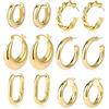 FFWTPY 6 Paia Donna Orecchini Cerchio Oro Spessi Set in Acciaio Inossidabile Piccoli Ipoallergenic Gioielli Huggie Sleeper