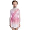 iiniim Abito da Pattinaggio Artistico per Bambina Body con Gonna da Balletto in Tulle Abito da Ginnastica Ritmica Costume da Gara di Danza Rosa 5-6 Anni