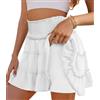 Yutdeng Gonna Corta Donna a Vita Alta Pantagonna Tinta Unita Mini Gonna con Pantaloncino in Tulle a Balze