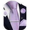 Ailisus - Set da uomo composto da cravatta solida, gemelli, fermacravatta, spilla per bavero, per matrimoni, lavoro, 5 pezzi, Lavanda, Taglia unica