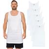 SGS Confezione da 5: eleganti canottiere da uomo extra lunghe + 12 cm e canotta da uomo, a costine sottili, da uomo e da uomo, bianco, 6XL