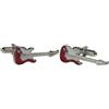 Onyx Art, gemelli a forma di chitarra elettrica, colore: rosso