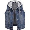 MJGkhiy Gilet Jeans Donna Corto Curvy Senza Maniche Smanicato Giubbino Jean Elegante Strappati Denim Jacket con Cappuccio Retro Moda Button Up Giacche Corta Primavera Autunno