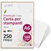younikat Carta A6 160 g/m² bianca 250 fogli - per stampa e origami you0194