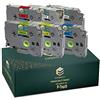 EMBRIIO TZe-231 TZe-131 431 531 631 731 Kit 6 Nastro per Etichette Sostituzione per Brother P-Touch PT-H110 E100 P700 H105 H101C PT-1000 H100LB | Trasparente/Bianco/Rosso/Blu/Giallo/Verde | 12mm x 8m