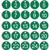 PATIKIL 1-25 targhette numerate, 25 targhette rotonde in plastica numerate, portachiavi per armadietti bagagli, organizer per vendite sul campo, appendiabiti, etichette per vestiti, bianco-verde