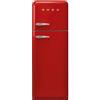 Smeg, Frigorifero Doppiaporta FAB30RRD5 a Libera Installazione, Cerniera a Destra, Frigorifero Ventilato e Freezer Statico, Design Bombato 50's Style, Rosso