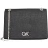 Calvin Klein Donna Borsa a Tracolla Medium con Tracolla a Catenella, Nero (Ck Black), Taglia Unica