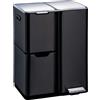 KITCHEN MOVE HAJA 60L (13+17+30L) contenitore per cosmetici a pedale in acciaio inox Nero con secchio