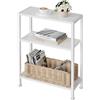 Vantimo Tavolino a 3 livelli, tavolino piccolo da divano, per spazi ristretti, tavolino sottile, comodino, per soggiorno, camera da letto, ufficio, bianco