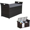 LIFEZEAL Panca Contenitore, in Rattan PE, Poggiapiedi Divano, con Cuscino Rimovibile e Maniglie Laterali, Cassapanca Contenitore, Sgabello per Piscina, Terrazza, Cortile, Giardino e Camera da Letto