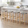 chairus Set di 4 Sgabelli Cucina Sgabelli da Bar in Rattan Sgabelli Alti in Legno Sedie da Bar Sgabelli Rustiche per Cucina Penisola/Ristorante altezza 65 cm, Grigio