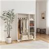[en.casa] Armadietto Aperto per Guardaroba 126x90x30 cm Bianco | Mobile Basso Organizzatore con Scomparti e Barra Asta Porta Abiti Stand Vano Appendiabiti Camera da Letto Ingresso