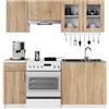AKORD | Set di mobili Lima | Cucine per piccole stanze con angolo cottura | Durevole | Design moderno e tradizionale | Bianco | Rovere Sonoma