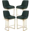 chairus 4 PZ Sgabelli da Bar in Velluto Sgabelli Cucina, Verde | Sgabello Alti con Gambe in Metallo Dorato Sedie Alte da Bar con Schienale Sgabelli da Tavolo con Schienale Trapuntato