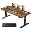 Flamaker Scrivania regolabile in altezza, tavolo intero 160 x 60 cm, scrivania regolabile in altezza elettrica con controllo memoria, tavolo da gioco con promemoria sedentario e ricarica USB (marrone)