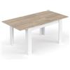 Trentiner Tavolo estendibile da pranzo per salotto o cucina H: 78 cm, L: 190 aperto, 140 chiuso Bianco e Rovere | Lipari