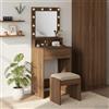 Lumanois Tavolo da Trucco con Specchio Rovere Marrone 50 x 41 x 135 cm,Mobili,Armadietti e portaoggetti,Componenti di arredo,Toeletta,18.8kg-865124