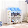 [en.casa] Scaffale per Cameretta con 9 Contenitori a Scaletta Porta Giocatoli (AxLxP) 60 x 62 x 26,5 cm Mobile a Misura di Bimbi - Disegno Laterale Koala - Blu/Bianco
