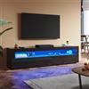 SUNXURY Mobile TV lucido 160 cm con illuminazione a LED, 180 x 40 x 45 cm (larghezza x profondità x altezza), per soggiorno, moderno, in legno, colore nero