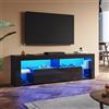 SUNXURY Mobile TV da 160 cm, moderno con ripiani in vetro, 160 x 35 x 50,5 cm, stile Viet, con ante per armadio, colore nero lucido
