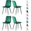 mcc direct Set di 4 sedie per sala da pranzo in velluto design, gambe in metallo, sedie Lexi (Verde)