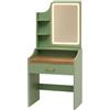 FRANKYSTAR Afrodite - Toeletta Trucco Consolle con Luce LED Cassetto 3 Ripiani e Prese Postazione Make Up in Legno Salvia
