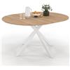 IDMarket - ALIX Tavolo da pranzo rotondo allungabile per 4-8 persone con gamba in legno e ragno bianco 110-150 cm