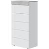 Arreditaly Comò Cassettiera Per Camera Da Letto Settimino Con 5 Cassetti Design Moderno Kolarovo Salvaspazio Mobile Comodino Maniglie Nascoste Interno Tessile 110 x 40 x 61 Cm Bianco E Grigio Cemento