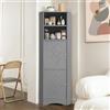 Merax - Armadietto da bagno, armadio angolare stretto, unità di stoccaggio per bagno, mobile da bagno con 2 ante e ripiano di stoccaggio aperto, ripiano regolabile, 36,5 x 36,5 x 155 cm, grigio