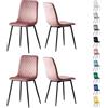 mcc direct Set di 4 sedie da pranzo in tessuto di velluto con gambe in metallo, colore rosa