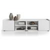 Mobili Fiver, Mobile Basso Cannettato Romina (183,6x36x44 cm), 2 Ante, Bianco, 183.6 cmx36 cmx44 cm, Nobilitato/Ferro, Credenza Soggiorno Moderna, Made in Italy