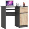 AKORD | Scrivania con Ripiano per Tastiera | Office Desk | Cassetto e Armadietto Sul Lato Destro | Scrittoio per Ufficio | Per Computer PC Laptop | 90x77x50 cm | 30 kg |