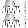 mcc direct Set di 4 sedie di design in velluto, gambe in metallo, sedie Lexi (grigio chiaro)