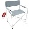 MOHOME Sedia Regista Pieghevole in Alluminio Grigio Sedia Da Campeggio 57x49x78cm Mare Spiaggia Giardino Universale Telo Poliestere Spalliera Braccioli Salvaspazio Trasportabile Richiudibile Lavabile