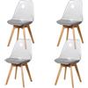 BenyLed Set di 4 sedie da pranzo in stile scandinavo design retrò sedie laterali in acrilico trasparente sedia in cristallo con cuscino di seduta in lino (Grigio, 4)