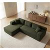 Galyar Divano Chic Modular Chaiselongue Moderno in Schiuma Compressa Spedizione Scatola Senza Montaggio, (Rivestimento Bouclé Verde Bottiglia, Chaiselongue Destro)