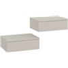 KOMTO Comodino Sospeso con Cassetto Cashmere - 2 Set Comodini Sospesi Camera da Letto Mensola da Muro con Cassetto | Monaco 42 x 30 x 15 cm
