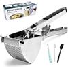 cittbety Schiacciapatate Acciaio Inox con Manico in Silicone Antiscivolo, Set Completo con Pelapatate, Spazzola e Spatola, Schiaccia Passatelli per Purè di Patate Crema, Gnocchi, Verdure e Frutta
