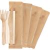 Generico 25/50/100/250 BIS DI POSATE IMBUSTATE CON TOVAGLIOLO - monouso - biodeagradabili - SET BIANCO Posate compostabili 100% Naturale (100 PEZZI LEGNO)