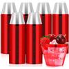 Tczecoo 50 bicchieri per feste con bordo rosso, in plastica dura | Bicchieri riutilizzabili, eleganti bicchieri da vino per feste, compleanni, matrimoni, campeggio, 255 ml
