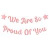 bng-bng Striscione con scritta We Are So Proud Of You in oro rosa glitterato, decorazione per laurea, congratulazioni, ghirlanda da appendere per laurea, pensionamento, laurea (pre-infilata), oro