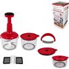ARCA Tritatutto Manuale a Pressione Samurai - 5 Lame in Acciaio Inox, Doppio Contenitore con Spatola, Trita Verdure, Cipolla, Aglio, Prezzemolo e Carne - Facile da Pulire