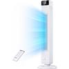 Ezify Ventilatore a Torre Silenzioso con Telecomando, 7.3 m/s Flusso Potente & Modalità Notturna 30 dB, Oscillazione 90°, 6 Livelli, Timer 12H, Ventilatore a Colonna per Camera da Letto e Ufficio
