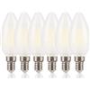 FLSNT E14 LED Light Bulb 40W Equivalent, 5.5W C35 LED Filament Small Screw in Light Bulbs, 750LM SES E14 Candle Bulb 4000K Cool White, Non dimmerabile, Confezione da 6