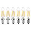 HUAMu Lampadina Candela Filamento LED E14 4W, Dimmerabile, Equivalenti a 40W Incandescenza, Luce Bianca Calda 2700K, 400LM, Lampadina Trasparente C35, E14 Candela Vintage Luce, Confezione da 6